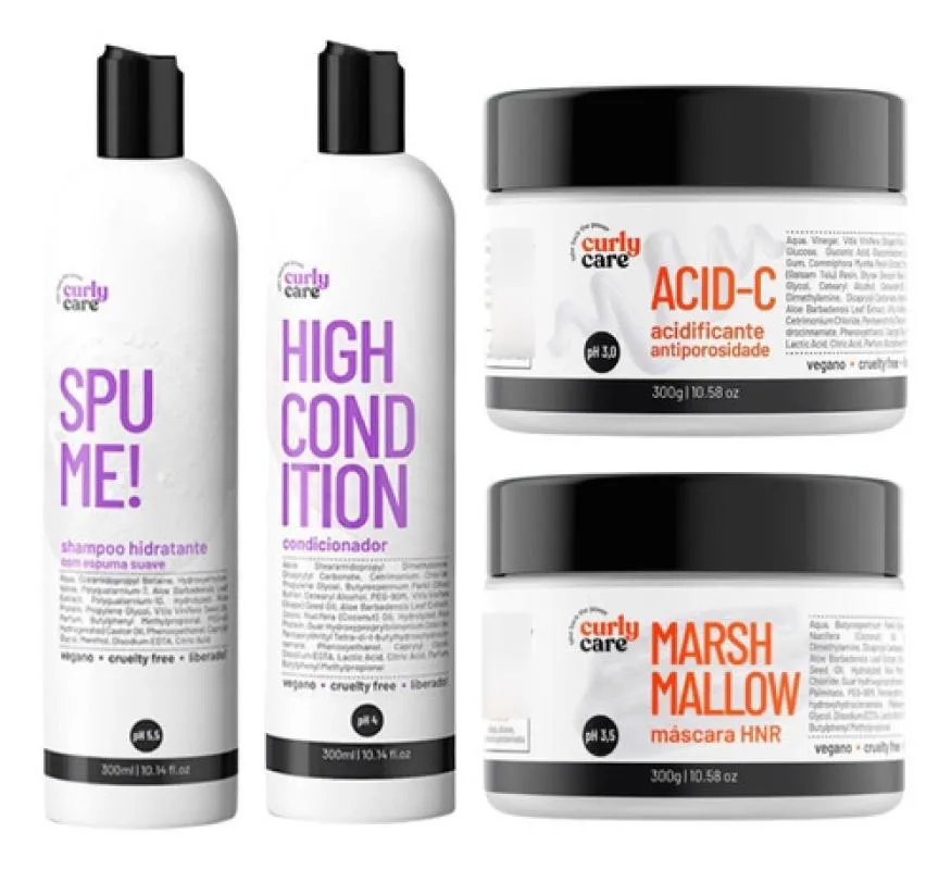 KIT CURLY CARE SHAMPOO SPUME, HIGH CONDITION, MASCARA ACID-C E MARSHMALLOW
