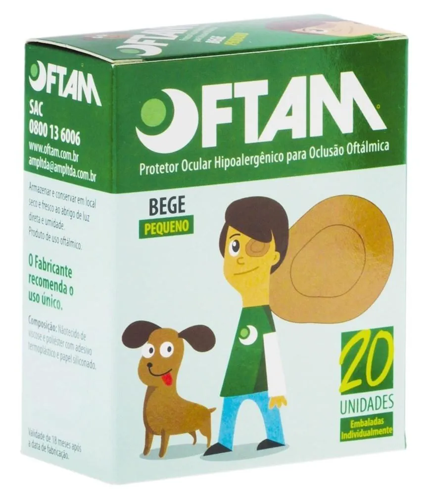TAMPAO PROTETOR OCULAR ADULTO (GRANDE) COM 20UN OFTAM