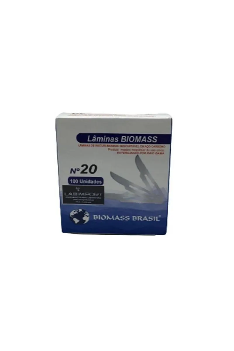 LAMINA DE BISTURI N.20 CX C/100UN BIOMASS
