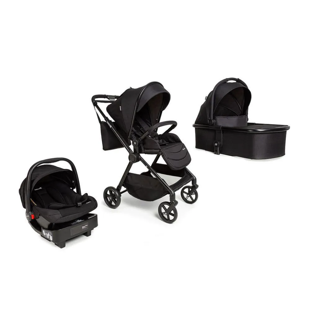CARRINHO COM BEBê CONFORTO TRAVEL SYSTEM MAGNIFIC 5 EM 1 FULL BLACK - SAFETY 1ST