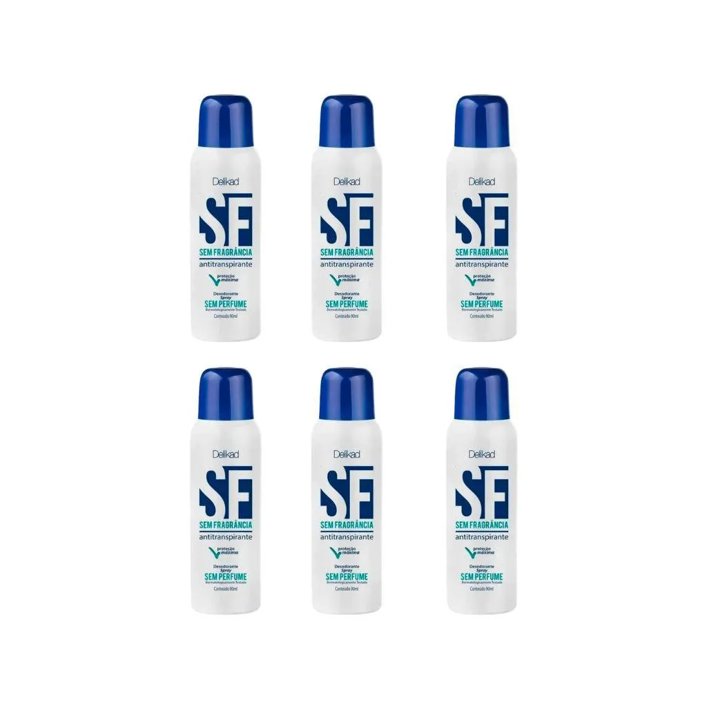 DESODORANTE SPRAY DELIKAD 90ML SEM FRAGRANCIA - KIT C/ 6UN