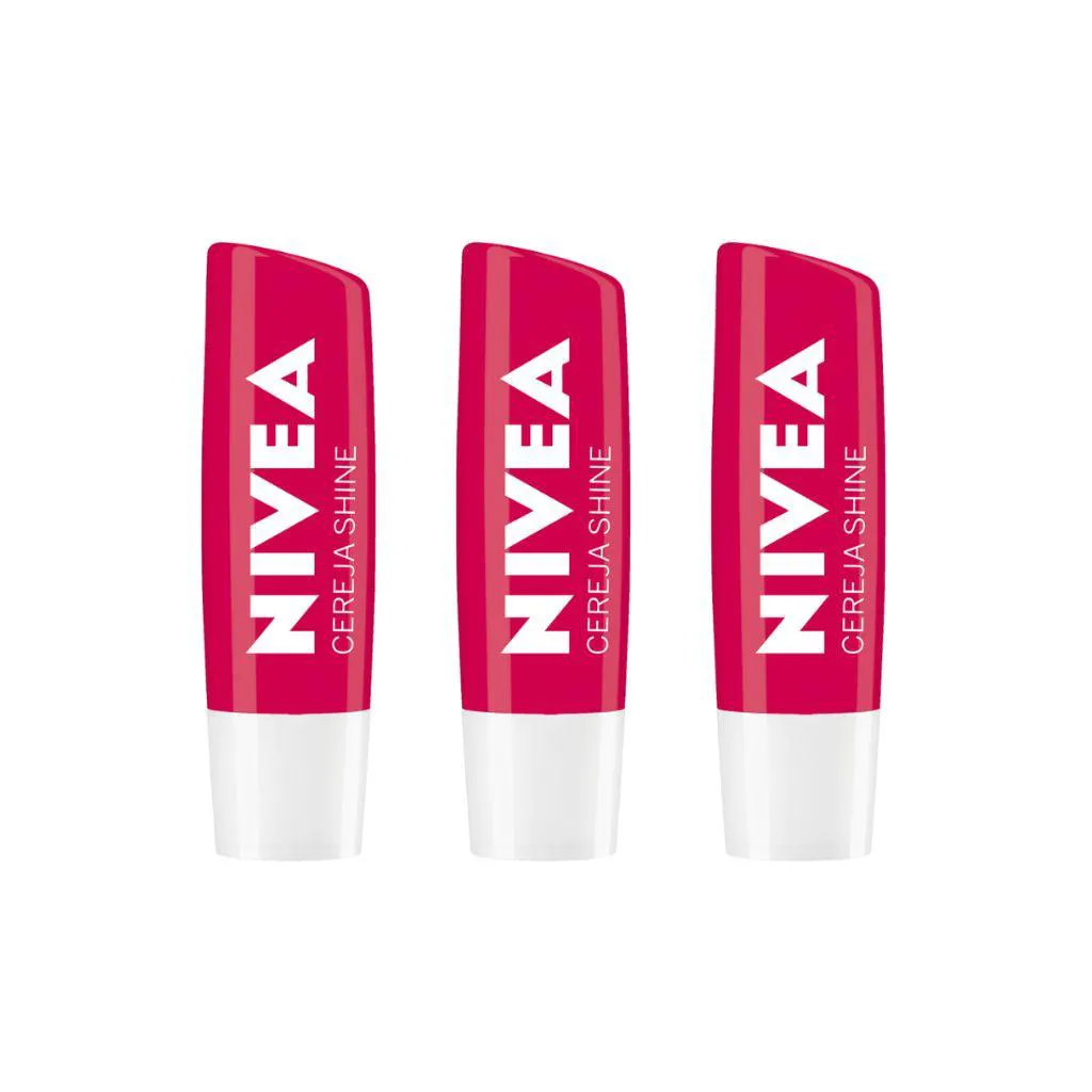 PROTETOR LABIAL NIVEA 4,8G CEREJA SHINE - KIT C/ 3UN