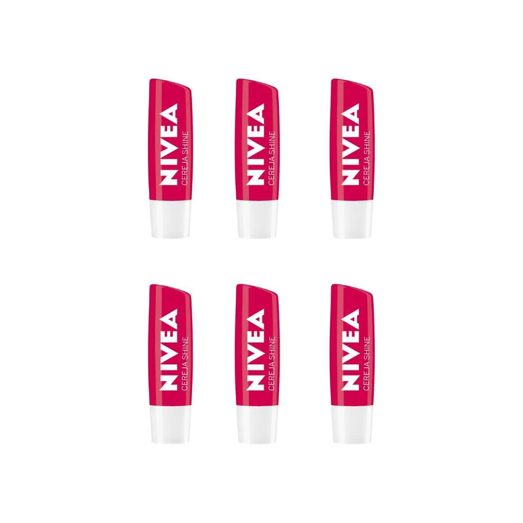 PROTETOR LABIAL NIVEA 4,8G CEREJA SHINE - KIT C/ 6UN