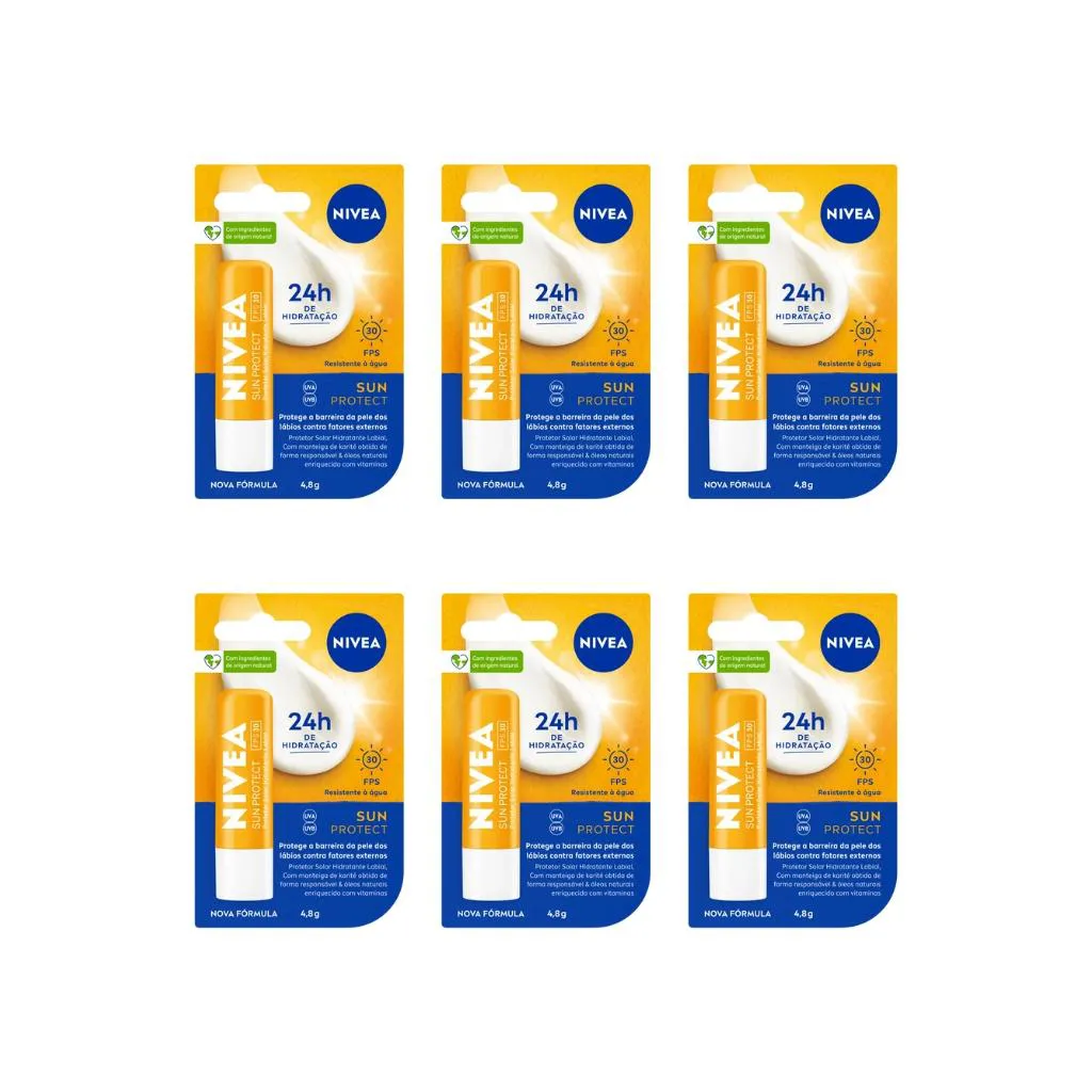 PROTETOR LABIAL NIVEA 4,8G F30 - KIT C/ 6UN