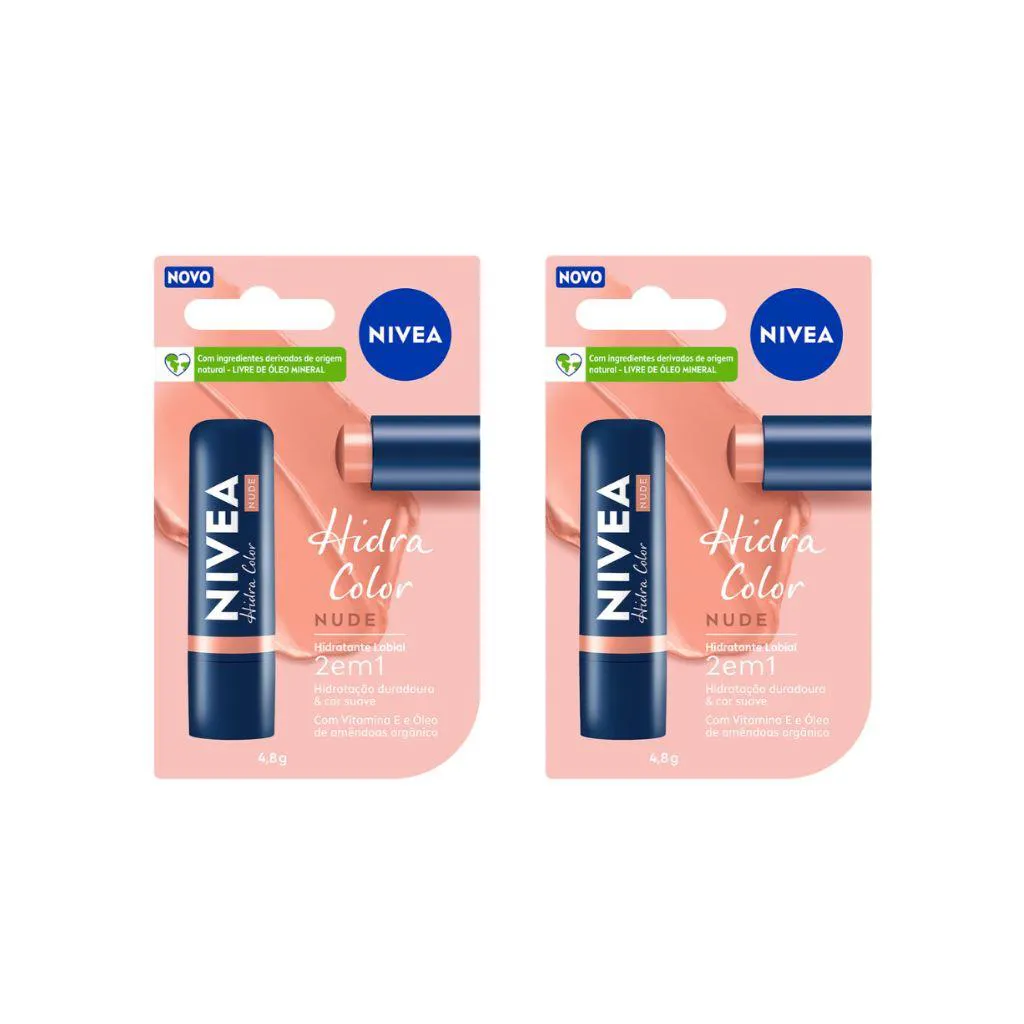 PROTETOR LABIAL NIVEA 4,8G HIDRA COLOR NUDE - KIT C/ 2UN