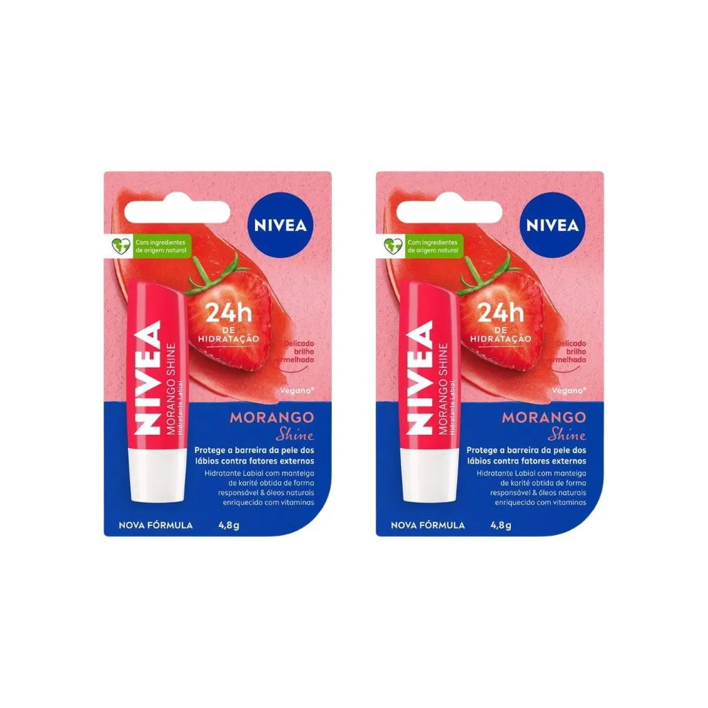 PROTETOR LABIAL NIVEA 4,8G MORANGO - KIT C/ 2UN
