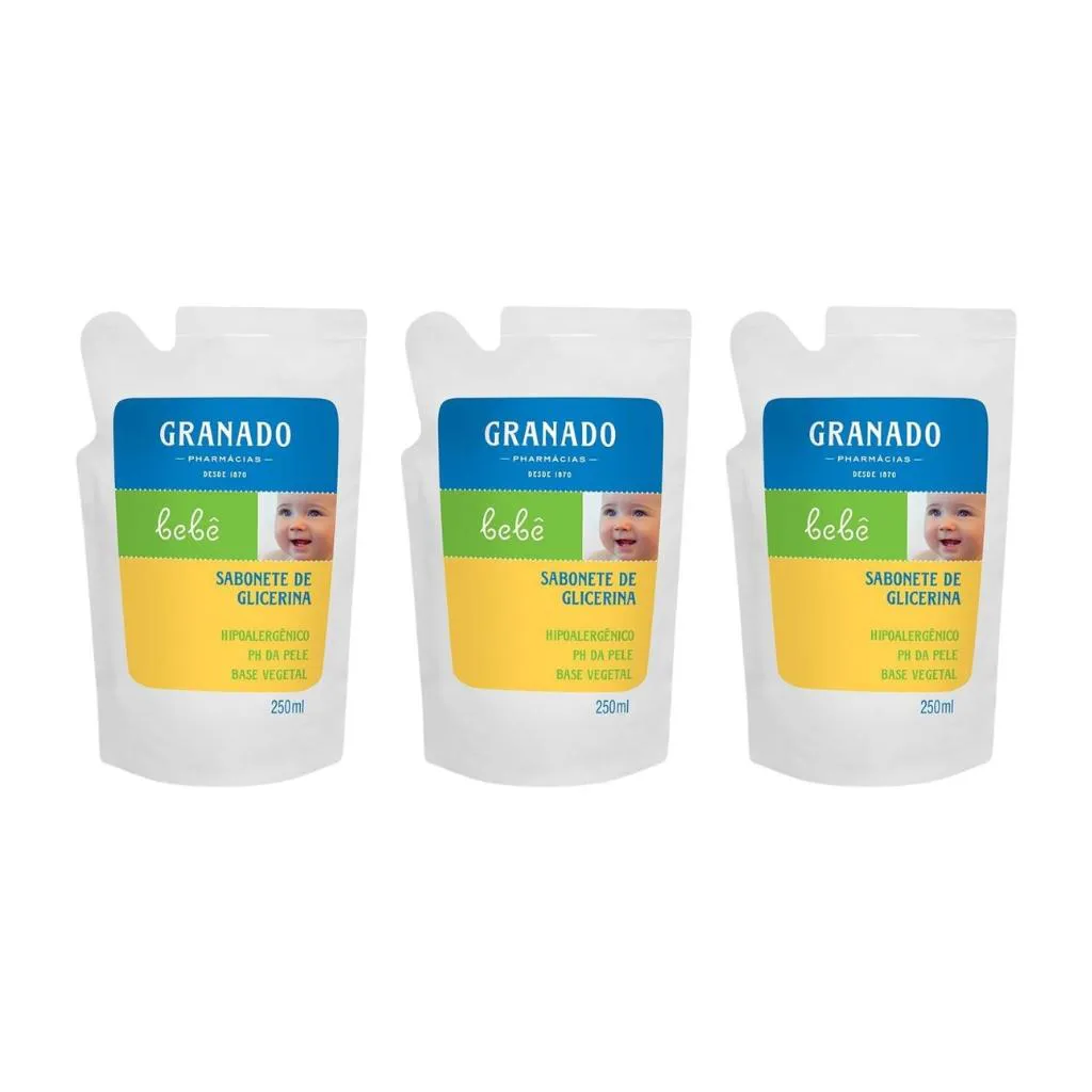 SABONETE LIQUIDO GRANADO BABY REFIL 250ML GLICERINA TRAD-3UN