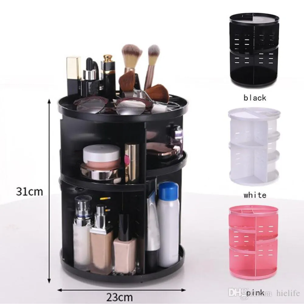 SUPORTE GIRATóRIO ORGANIZADOR DE MAQUIAGEM – 3 ANDARES, ROTAçãO 360º, AJUSTáVEL, IDEAL PARA COSMéTICOS, PERFUMES E HIDRA Rosa