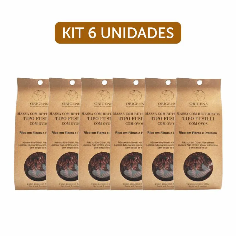 KIT 6X: MASSA PARAFUSO COM BETERRABA SEM GLúTEN ORIGENS 200G