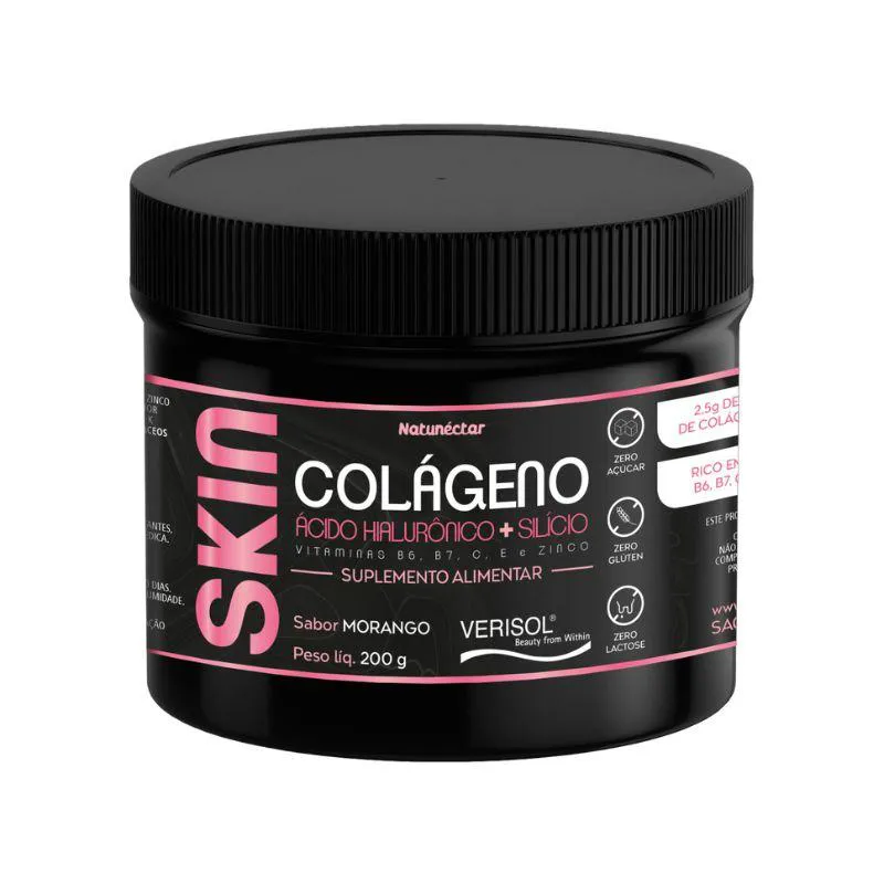 COLáGENO VERISOL EM Pó HIALURôNICO NATUNéCTAR MORANGO - 200G