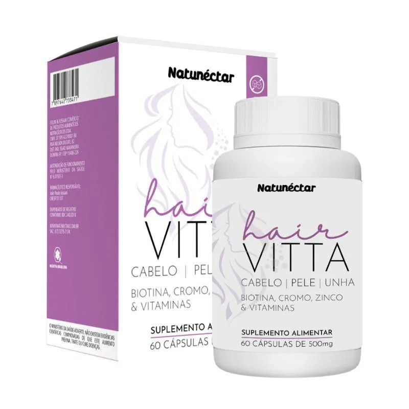 HAIR VITTA CABELO PELE E UNHA 500MG - 60 CáPSULAS