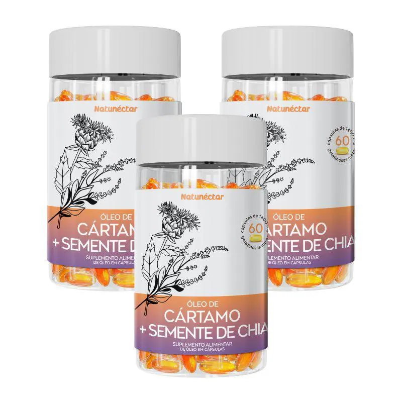 KIT ÓLEO DE CáRTAMO + CHIA NATUNéCTAR - 3 UNID (180 CáPSULAS)