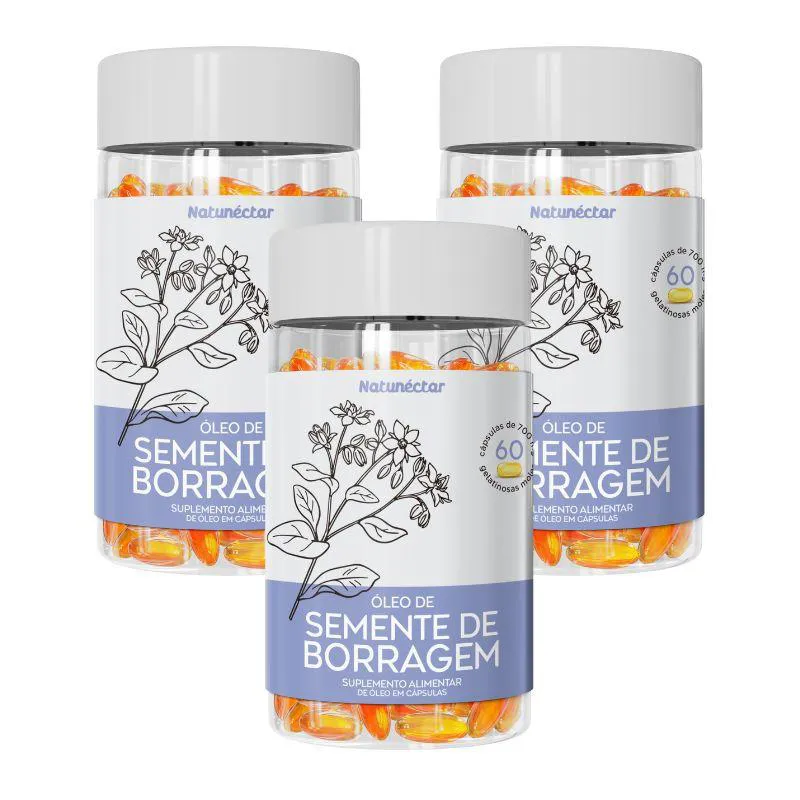 KIT ÓLEO DE SEMENTE DE BORRAGEM NATUNECTAR - 3 UNID (180 CáPSULAS)