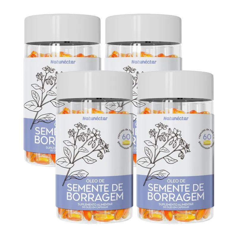 KIT ÓLEO DE SEMENTE DE BORRAGEM NATUNECTAR - 4 UNID (240 CáPSULAS)