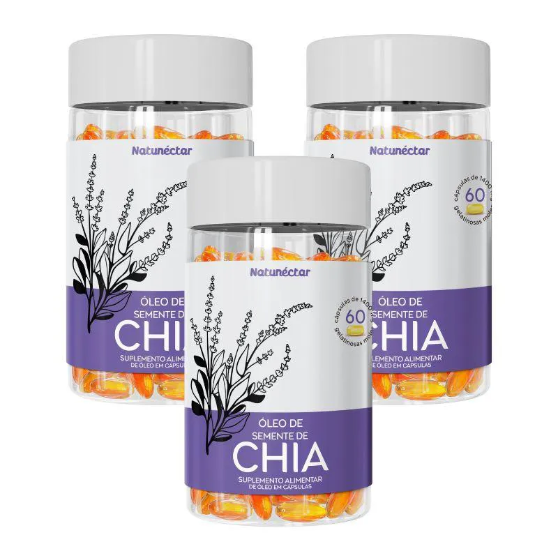 KIT ÓLEO DE SEMENTE DE CHIA NATUNECTAR - 3 UNID (180 CáPSULAS)