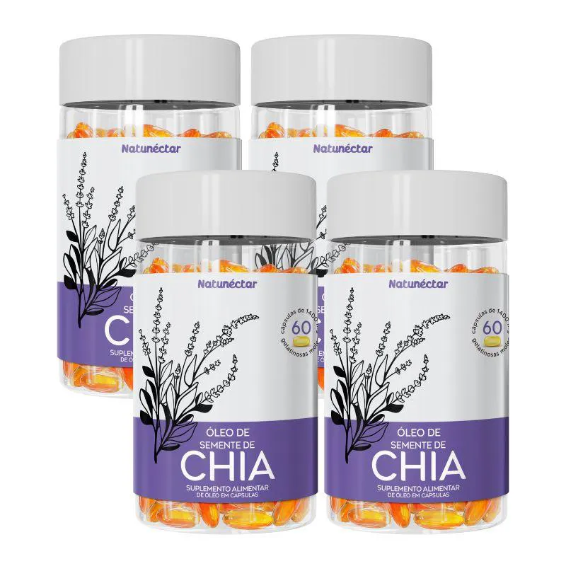 KIT ÓLEO DE SEMENTE DE CHIA NATUNECTAR - 4 UNID (240 CáPSULAS)