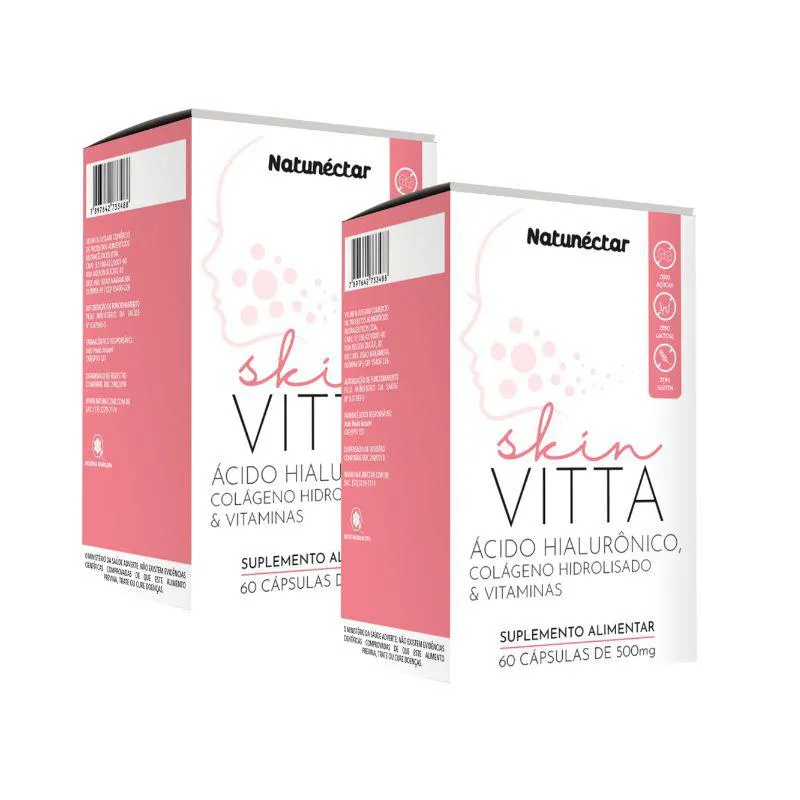 KIT SKIN VITTA ÁCIDO HIALURôNICO NATUNECTAR 500MG - 2 UNID (120 CáPSULAS)