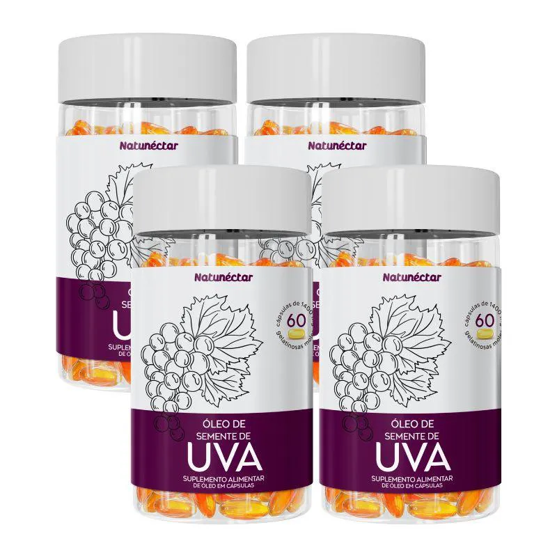 KIT ÓLEO DE SEMENTE DE UVA NATUNECTAR - 4 UNID (240 CáPSULAS)
