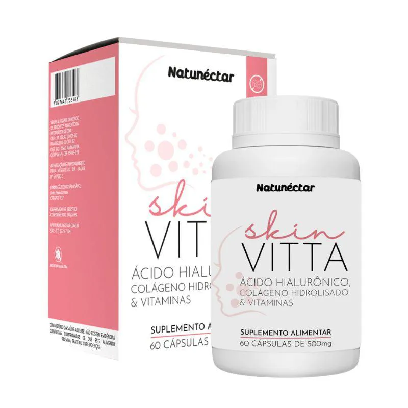 SKIN VITTA ÁCIDO HIALURôNICO NATUNECTAR 500MG - 60 CáPSULAS