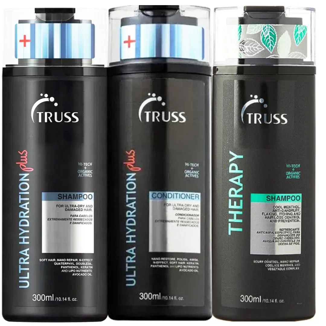 TRUSS ULTRA HYDRATION PLUS SHAMPOO E CONDICIONADOR 300ML  + THERAPY SHAMPOO 300ML
