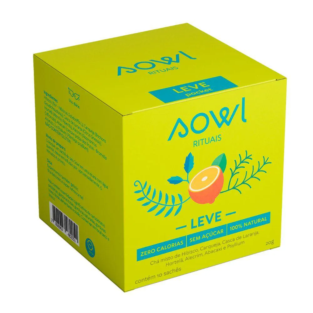 CHá LEVE SOWL HIBISCO ABACAXI CARQUEJA HORTELÃ PSYLLIUM 10