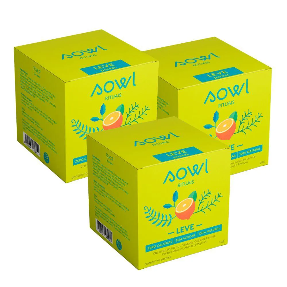 CHá LEVE SOWL HIBISCO ABACAXI CARQUEJA PSYLLIUM 30 SACHêS