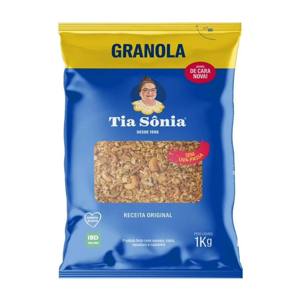 GRANOLA TRADICIONAL SEM UVA PASSA COM CASTANHA 1KG TIA SôNIA