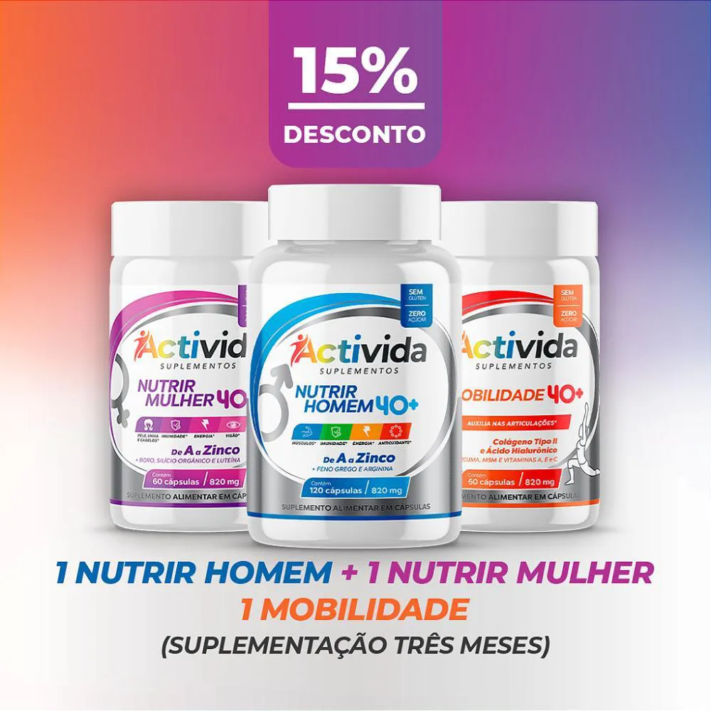 COMBO - 1 NUTRIR MULHER + 1 NUTRIR HOMEM + 1 ACTIVIDA MOBILIDADE
