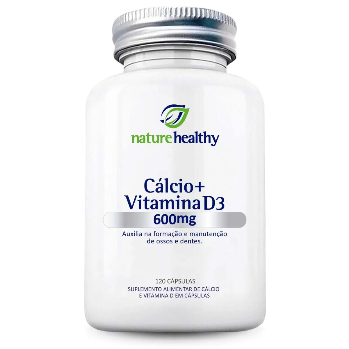 SUPLEMENTO ALIMENTAR NATURE HEALTHY CáLCIO 600MG + VITAMINA D3 200UI - 120 CAPS