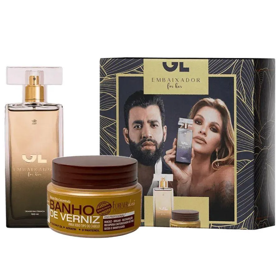 KIT GL EMBAIXADOR FOR HER  ( PERFUME 100ML + MáSCARA CAPILAR FOREVER LISS 40G )