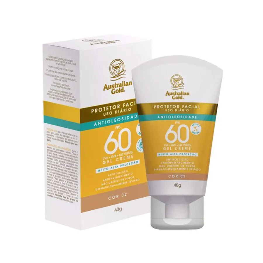 PROTETOR SOLAR FACIAL ANTIOLEOSIDADE COR 2 FPS 60 40G - AUSTRALIAN GOLD