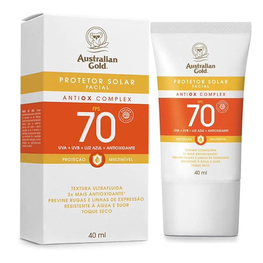 PROTETOR SOLAR FACIAL ANTIOX COMPLEX ULTRA FLUIDO FPS 70 40ML -  AUSTRALIAN GOLD