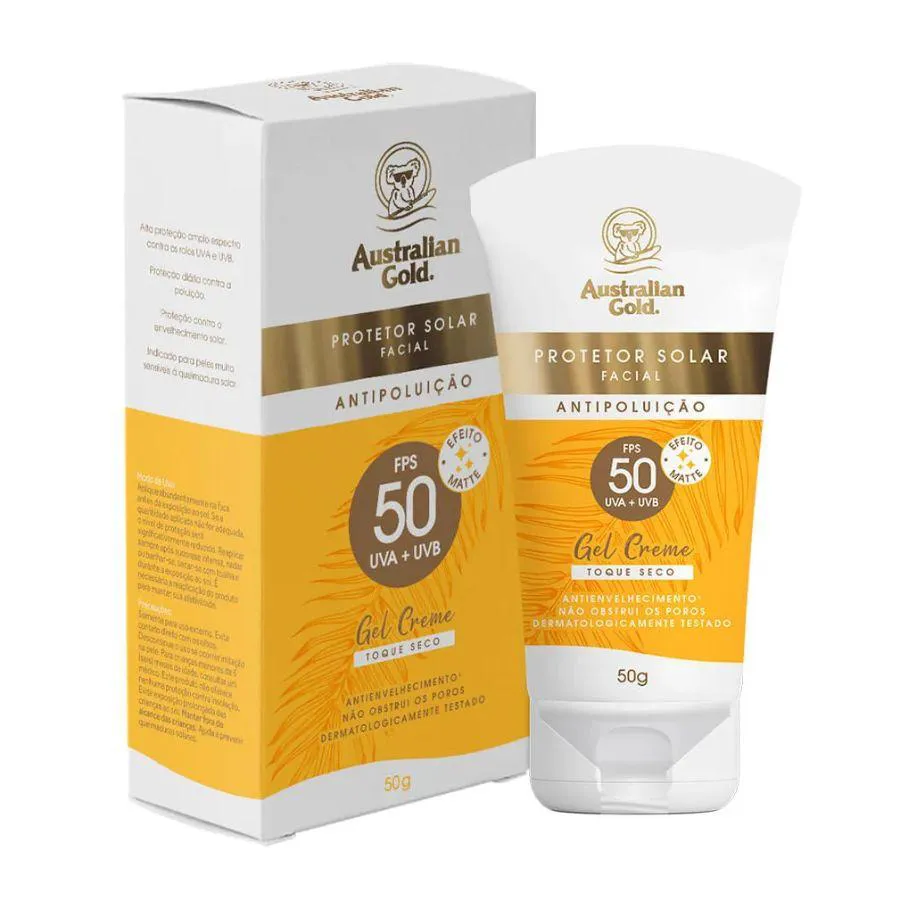 PROTETOR SOLAR FACIAL GEL CREME ANTIPOLUIçãO FPS 50 50G - AUSTRALIAN GOLD