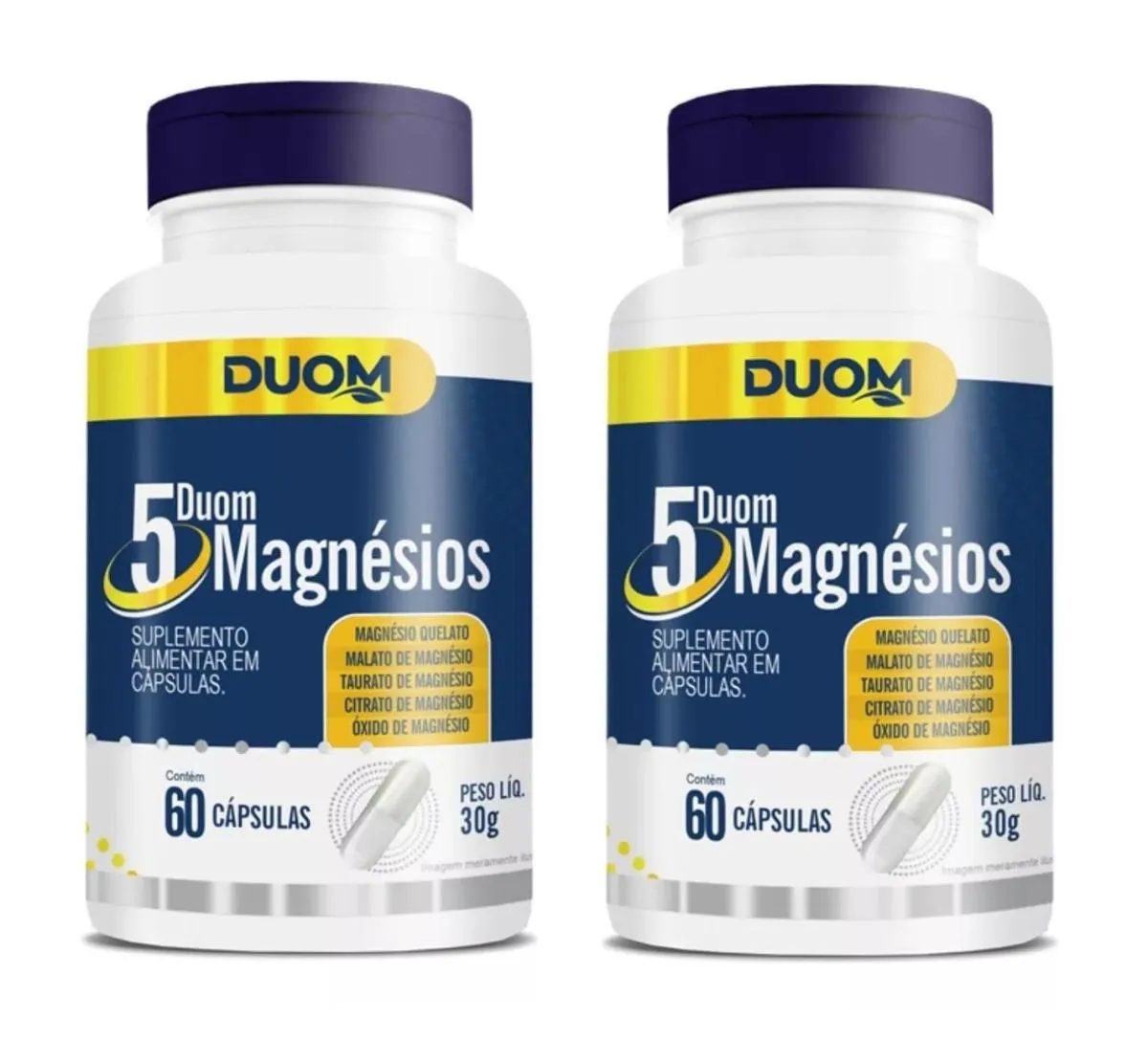 KIT 2 DUOM 5 MAGNéSIOS QUELATO MALATO CITRATO TAURATO 60CPS