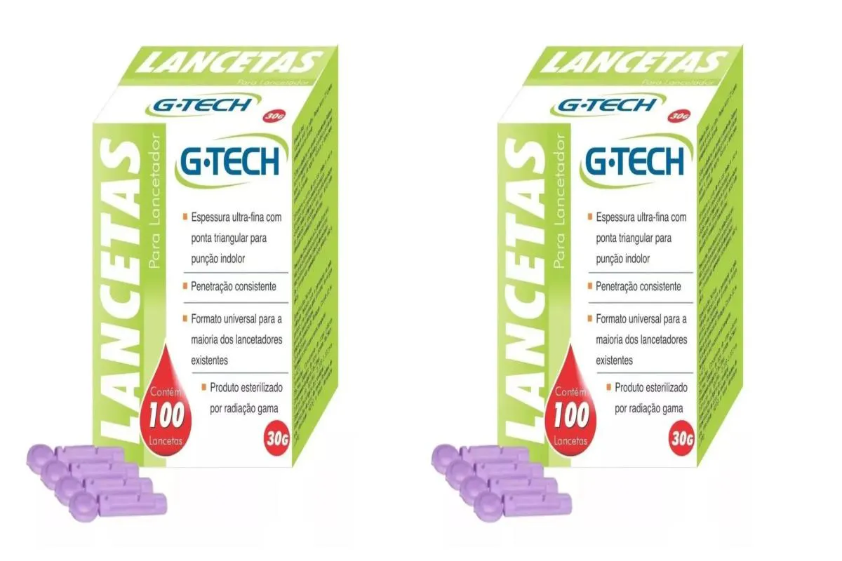 KIT 2 LANCETA P/ LANCETADOR ULTRA FINA G-TECH 28G 100UN