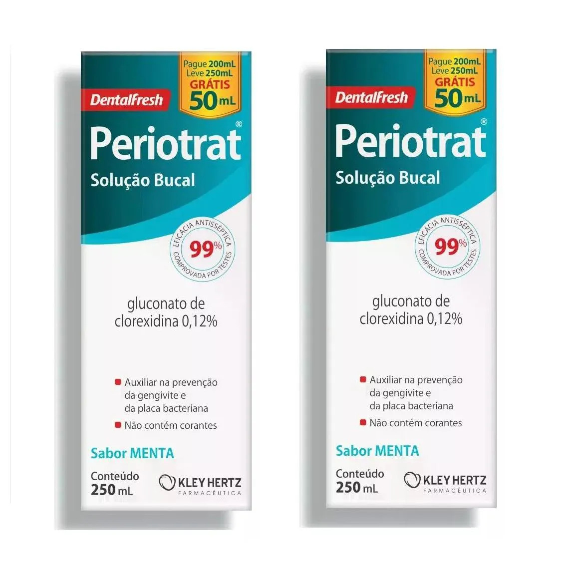 KIT 2 SOLUçãO BUCAL PERIOTRAT SABOR MENTA ANTISSéPTICO 250ML