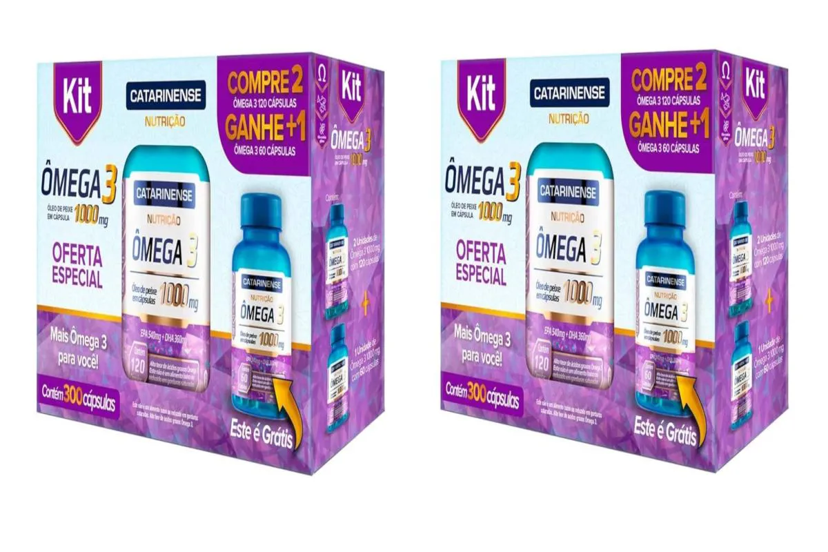 KIT 2 SUPLEMENTO CATARINENSE ÔMEGA 3 1000MG COM 300CPS