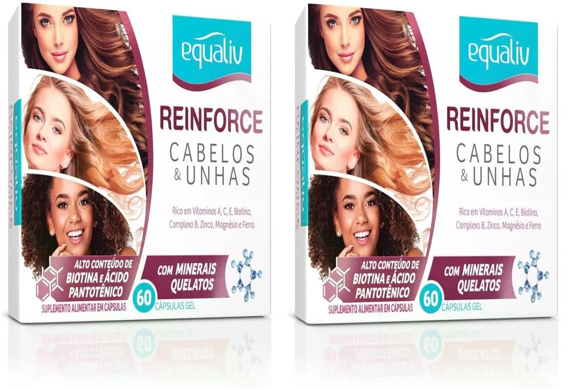KIT 2 SUPLEMENTO EQUALIV REINFORCE CABELOS E UNHAS 60CP