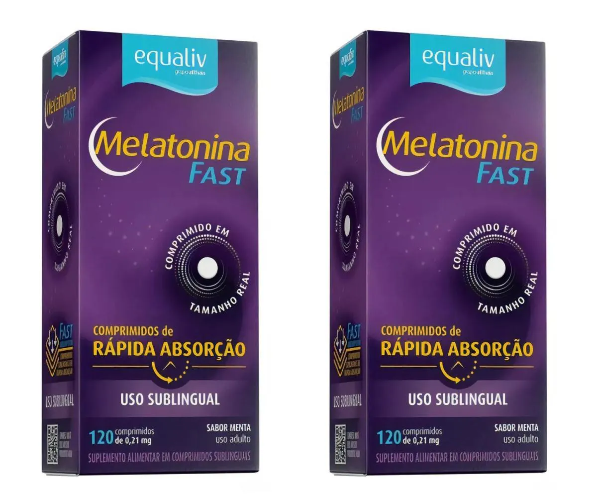 KIT 2 SUPLEMENTO EQUALIV MELATONINA FAST AçãO RáPIDA 120CPS