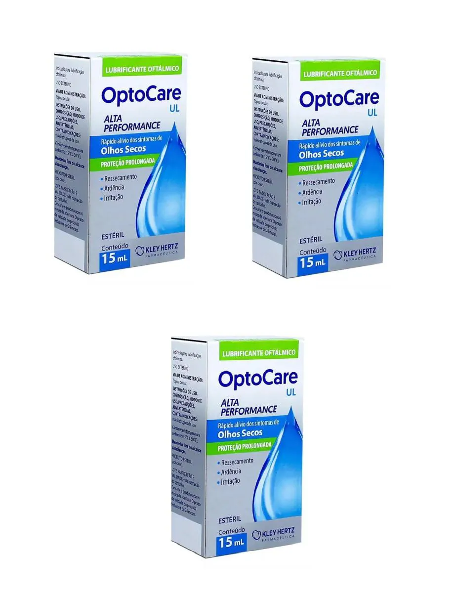 KIT 3 COLíRIO LUBRIFICANTE OPTOCARE UL OLHOS SECOS 15ML