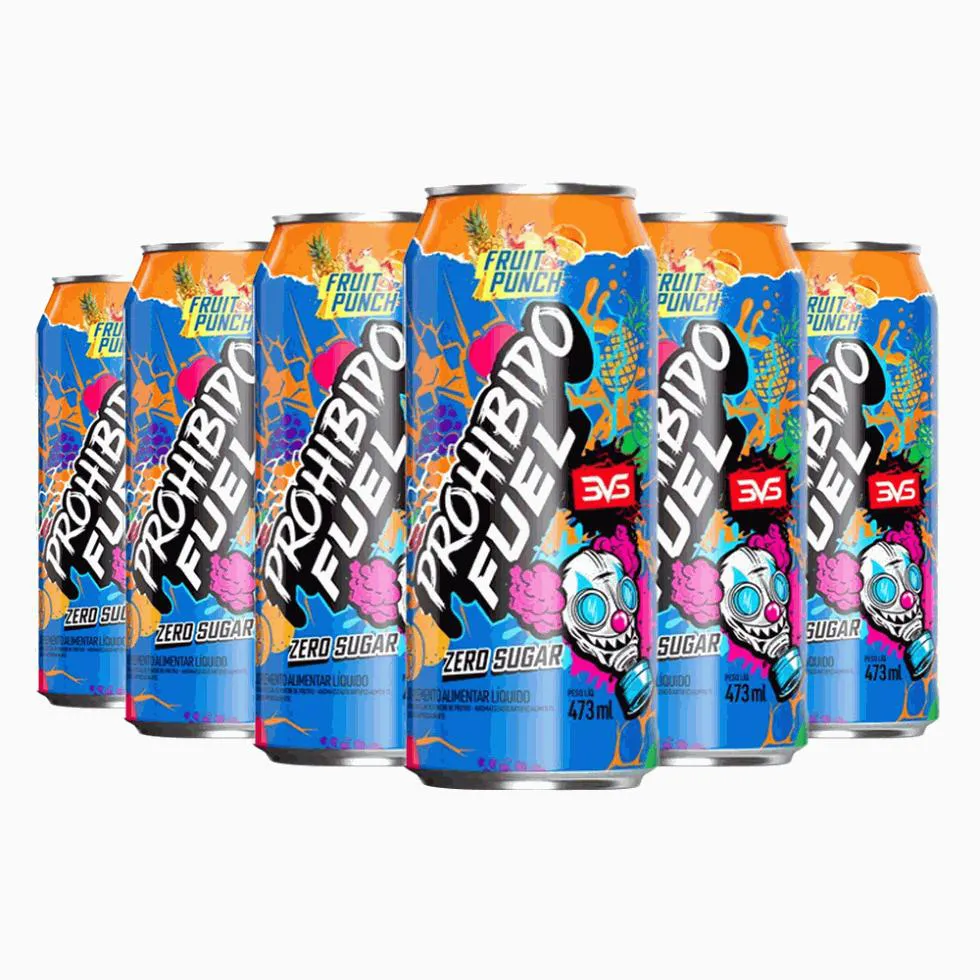 PROHIBIDO FUEL PRé-TREINO DRINK PACK (6 UNID. DE 473ML) - SABOR: FRUIT PUNCH