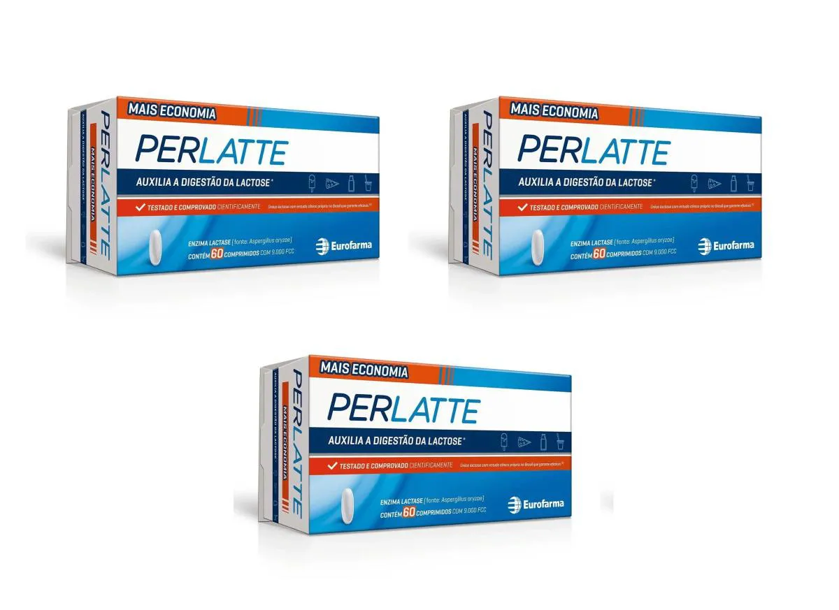 KIT 3 SUPLEMENTO PERLATTE LACTASE 9000FCC LACTOSE 60CPS