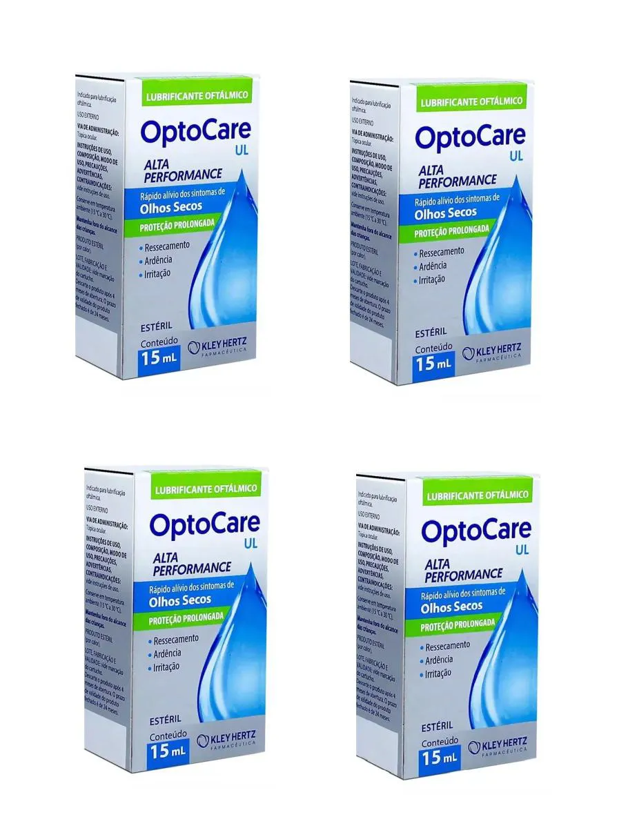 KIT 4 COLíRIO LUBRIFICANTE OPTOCARE UL OLHOS SECOS 15ML