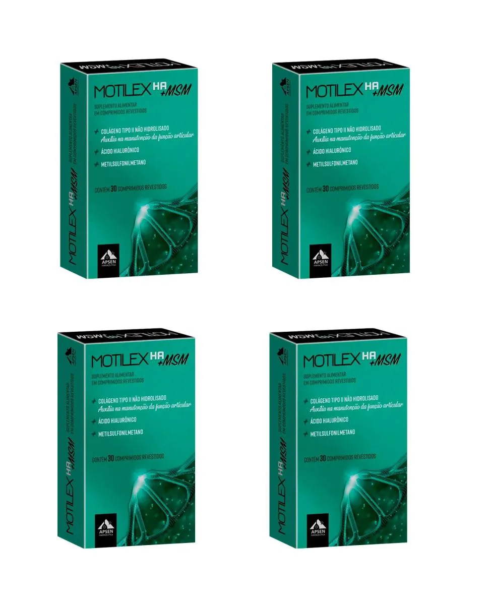 KIT 4 MOTILEX HA + MSM APSEN COLáGENO  + HIALURôNICO 30CP