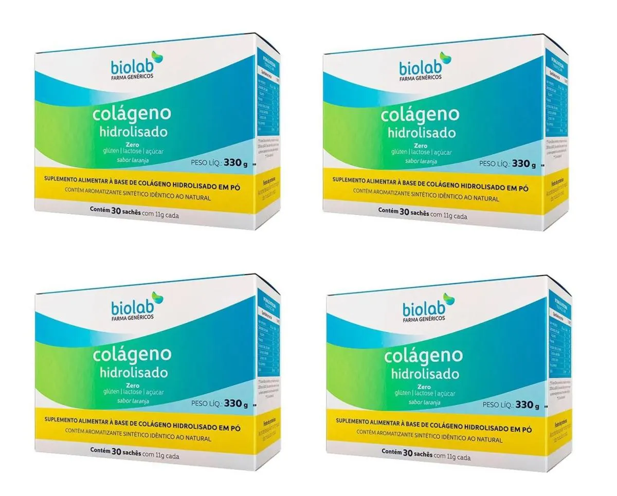 KIT 4 SUPLEMENTO BIOLAB COLáGENO HIDROLISADO PEPTAN 30SCH