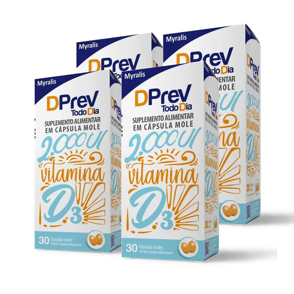 KIT VITAMINA D COLECALCIFEROL DPREV TODO DIA 2000UI C/30 CAPS 4 UN.