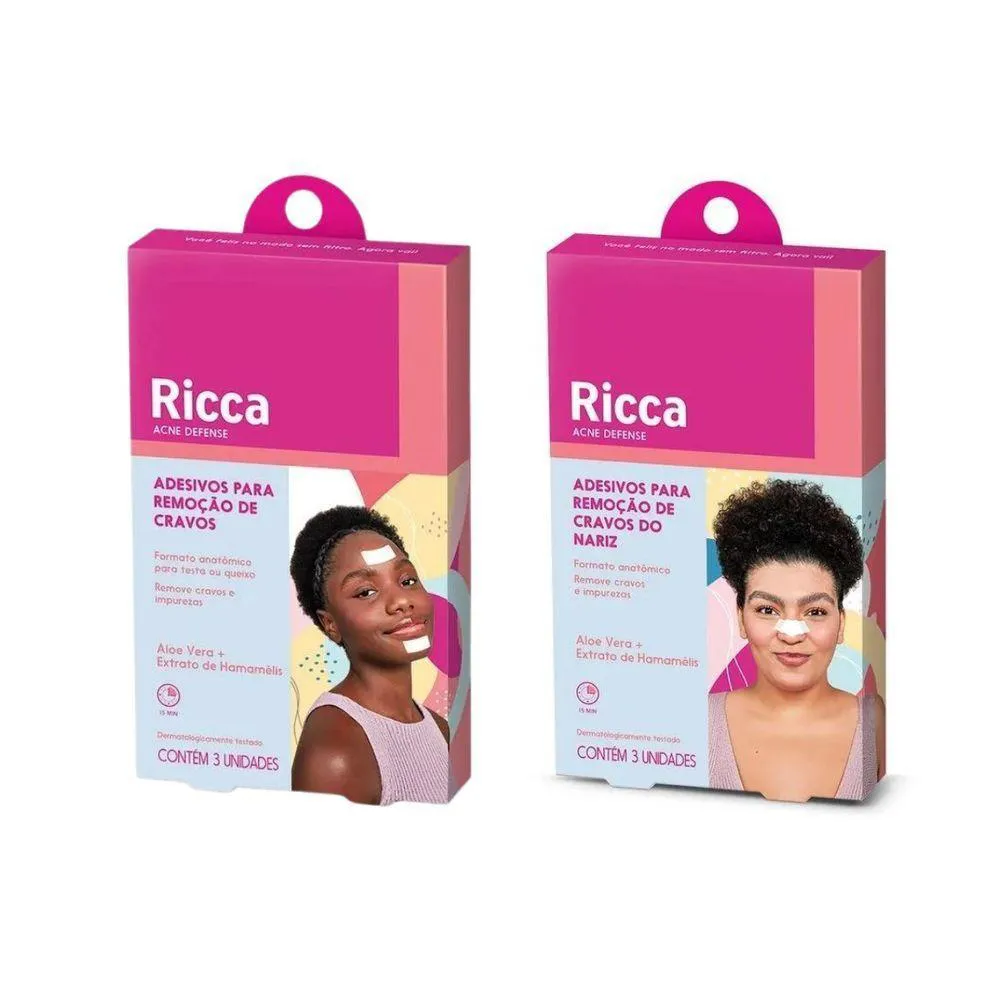 KIT RICCA ADESIVO P- RETIRAR CRAVOS DA TESTA E QUEIXO+NARIZ