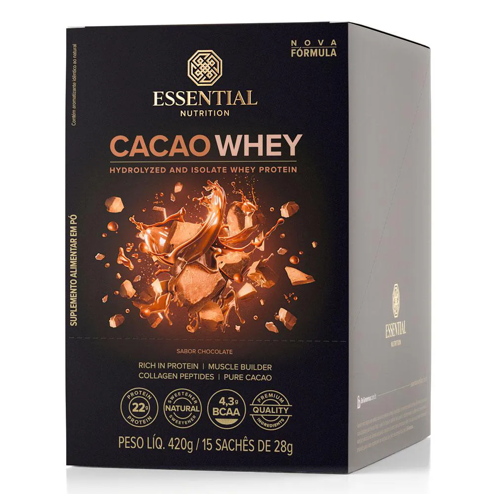CACAO WHEY (CX C/ 15 SACHêS) – ESSENTIAL NUTRITION
