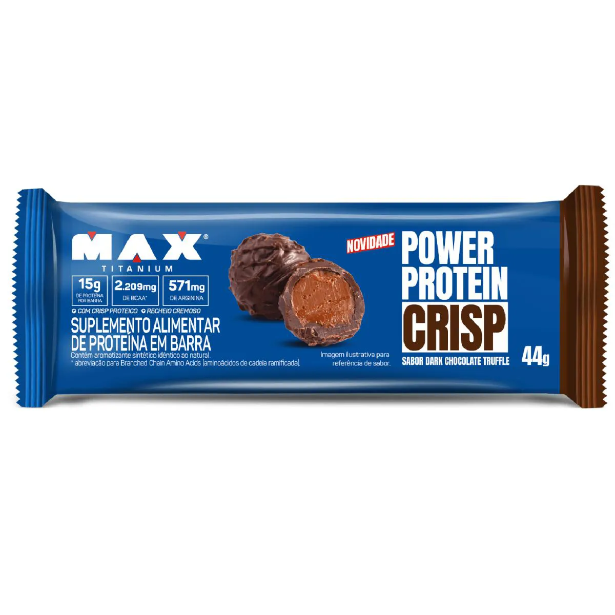 POWER PROTEIN CRISP BAR DARK CHOCOLATE (44G) - MAX TITANIUM - VENC.AGO/25