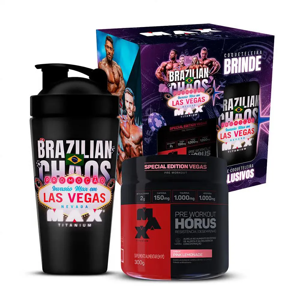 PROMOPACK INVASãO VEGAS PINK LEMONADE (HóRUS 300G + COQUETELEIRA) - MAX TITANIUM